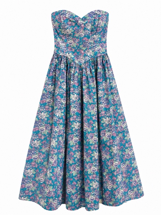 Laura Ashley Dresses & Skirts - VTG Laura Ashley 100% Cotton Strapless Corset Sweetheart Dress (VTG Size 10)